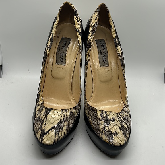 Jimmy Choo Authenticated Snakeskin Black Stiletto Heels Shoes *Sz 41/US Sz 11* - Picture 2 of 12